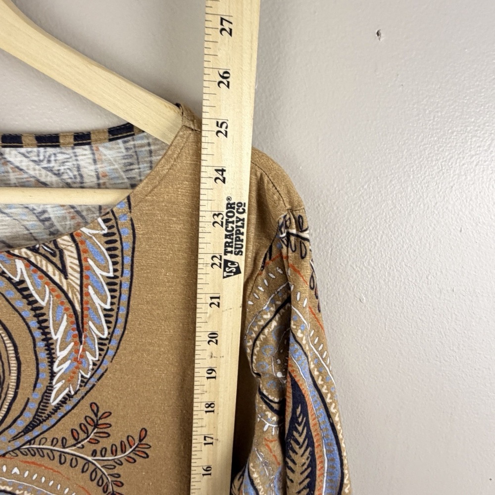 Chico's T Shirt Women's Size 2 (L) White Multicolor Boho Floral Paisley Casual - Picture 7 of 9